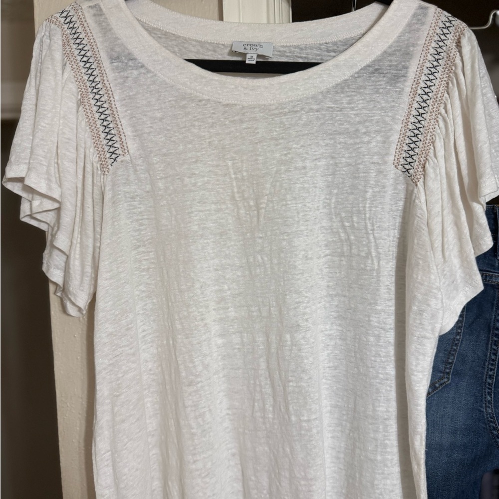 Crown & Ivy Stitched Accent Blouse